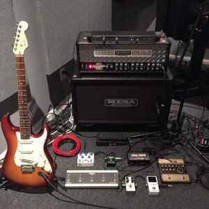 Electric guitar with Mogami cable setup.